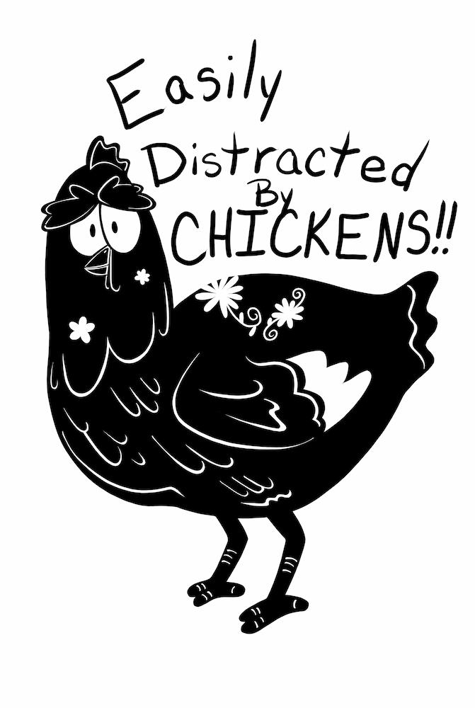 A digital painting of a chicken that I made to go on shirts