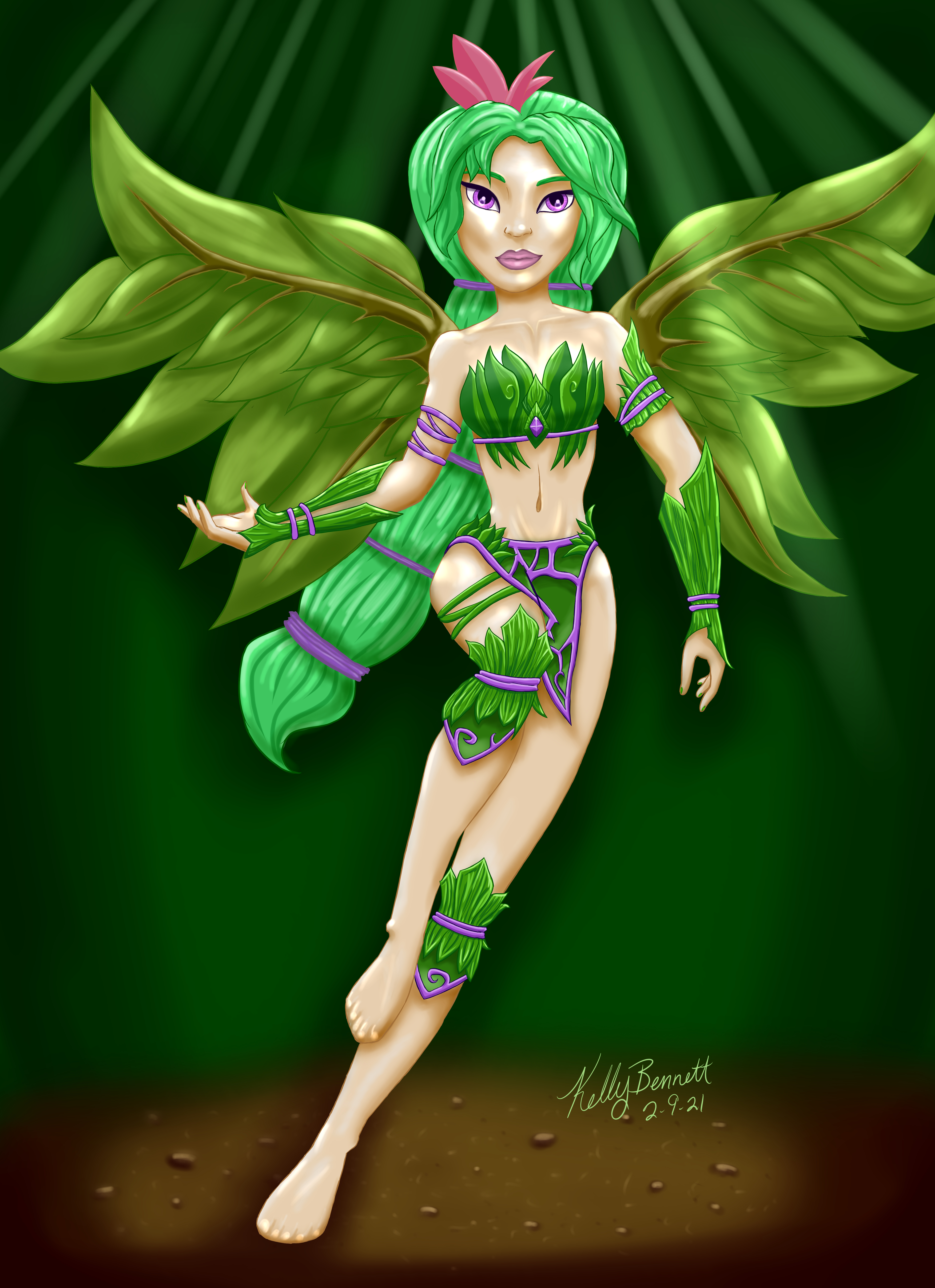 Digital painting of the dryad from Dungeon Defenders game